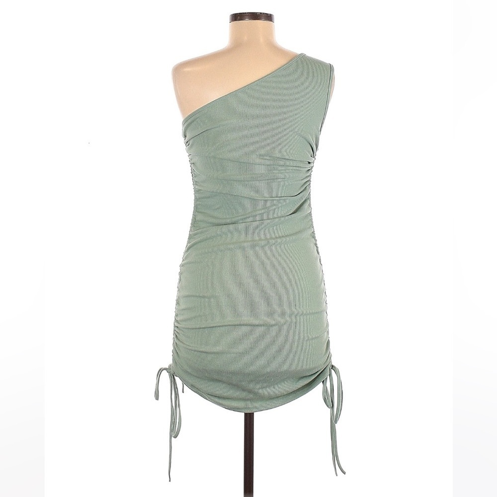 Shein Green Ruche Dress Size Medium - Picture 2 of 2